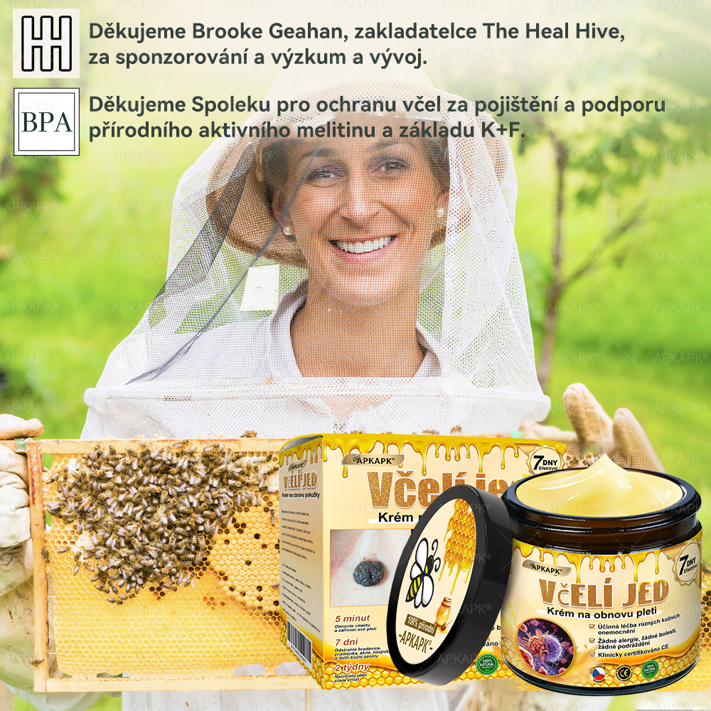 🐝Dermatologicky a klinicky testováno👩‍⚕️APKAPK®Bee Venom Krém na obnovení pleti🐝 pomáhá při léčbě kožních problémů, jako jsou: vrásky, jizvy, pigmentové skvrny, strie, akné, psoriáza, ekzém, kožní změny, podráždění, záněty a další kožní problémy.